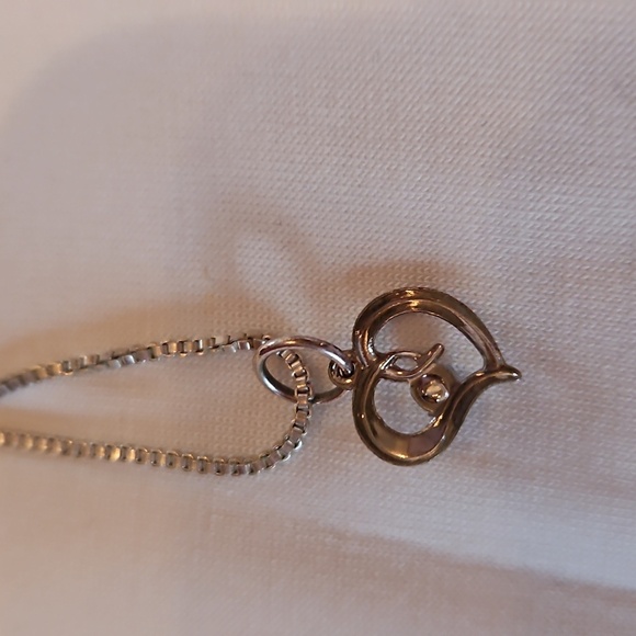 Silver Heart Pendant Necklace with Turquoise Accent, 20" Necklace - Picture 3 of 5